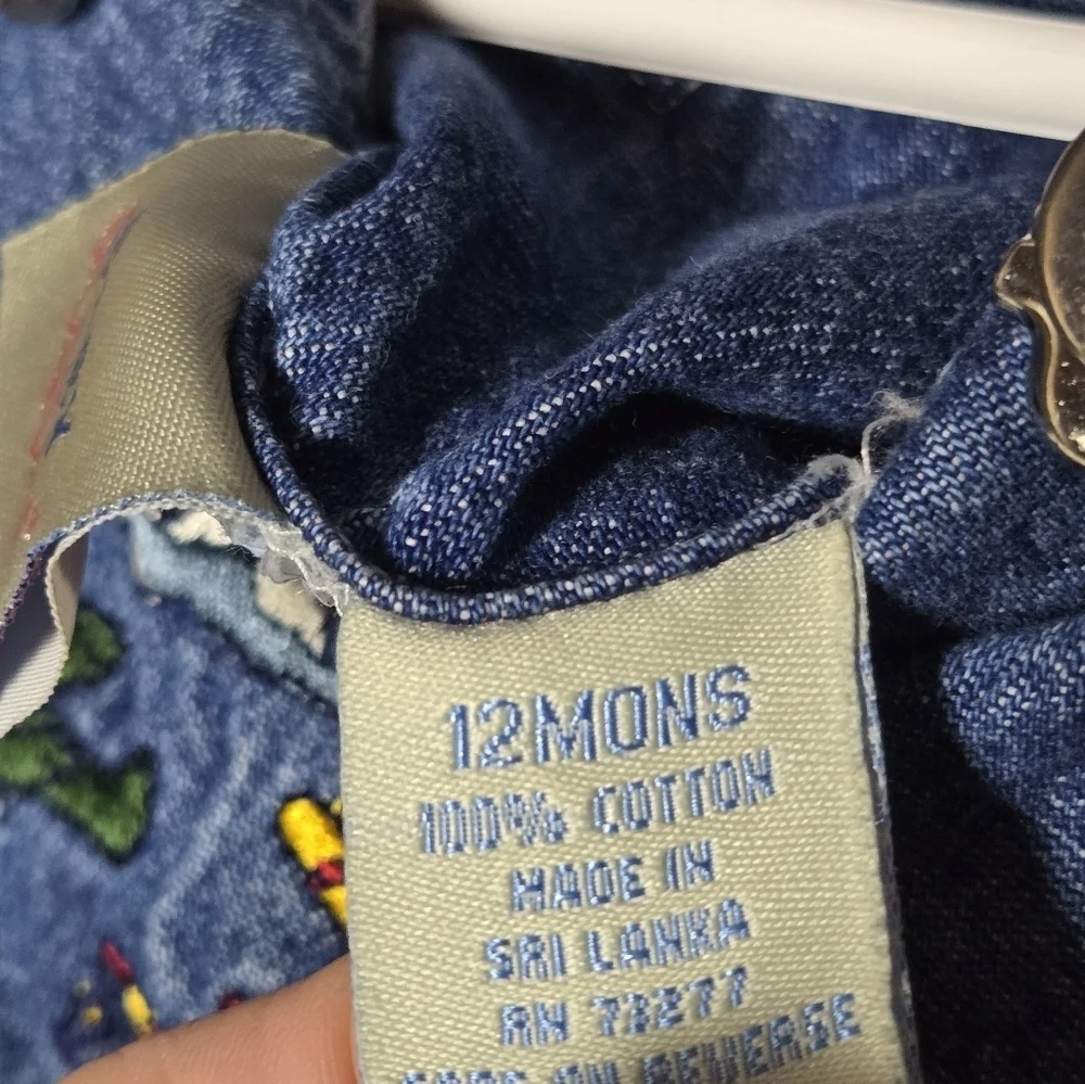 Vintage Baby‎ Sonoma Embroidered Planes Carpenter Overalls, Size 12 Months